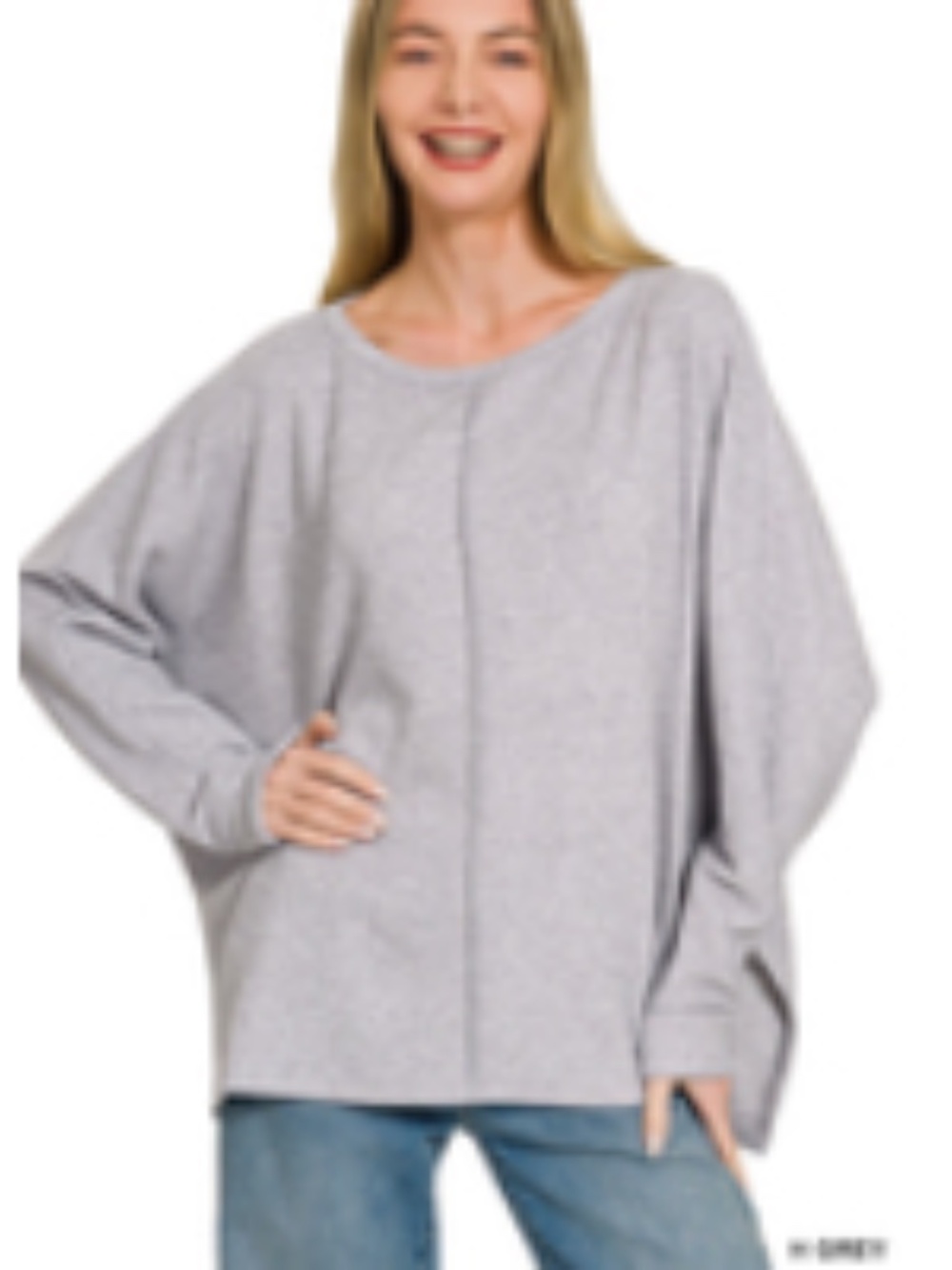 #1385 Zenana High-Low Side Slit Round Neck T-Shirt